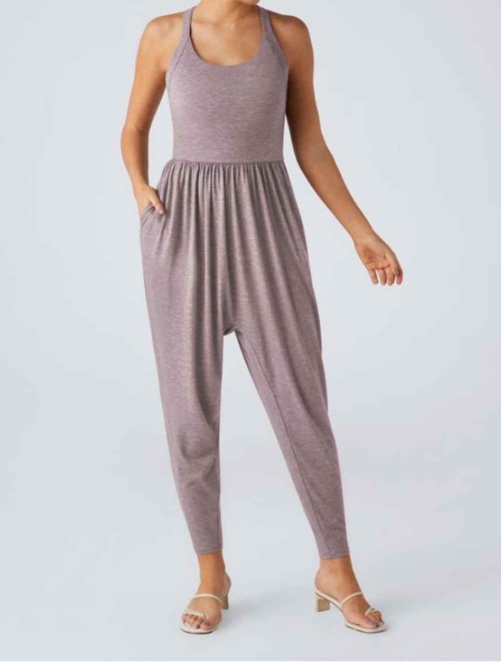 SMALL.  HALARA BACKLESS TWISTED U NECK EASY PEEZY HAREM JUMPSUIT